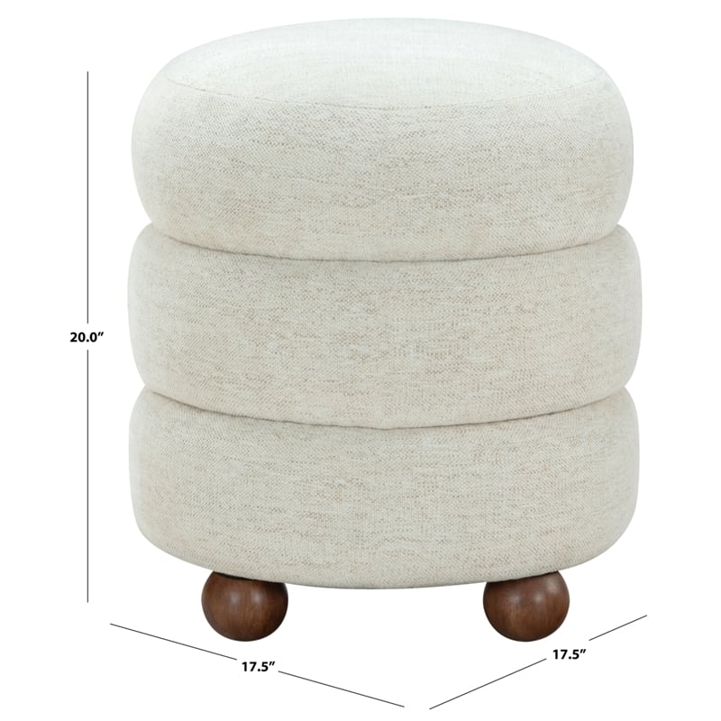 Safavieh Cecelia Round Ottoman in Taupe / Walnut
