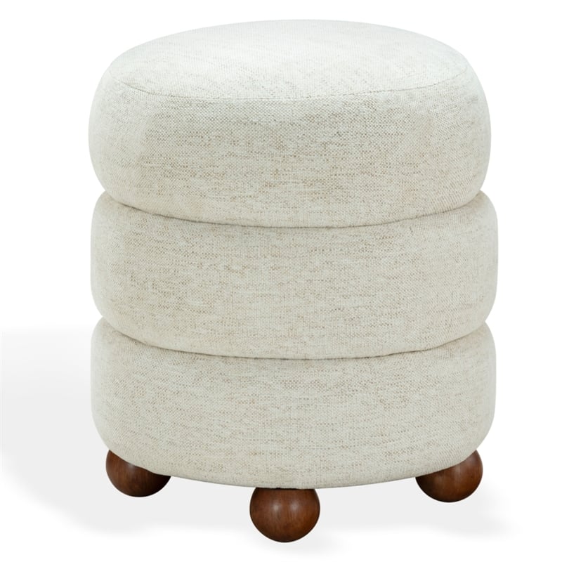 Safavieh Cecelia Round Ottoman in Taupe / Walnut