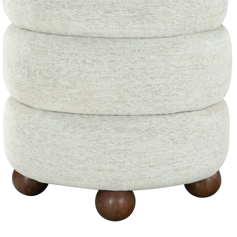 Safavieh Cecelia Round Ottoman in Taupe / Walnut