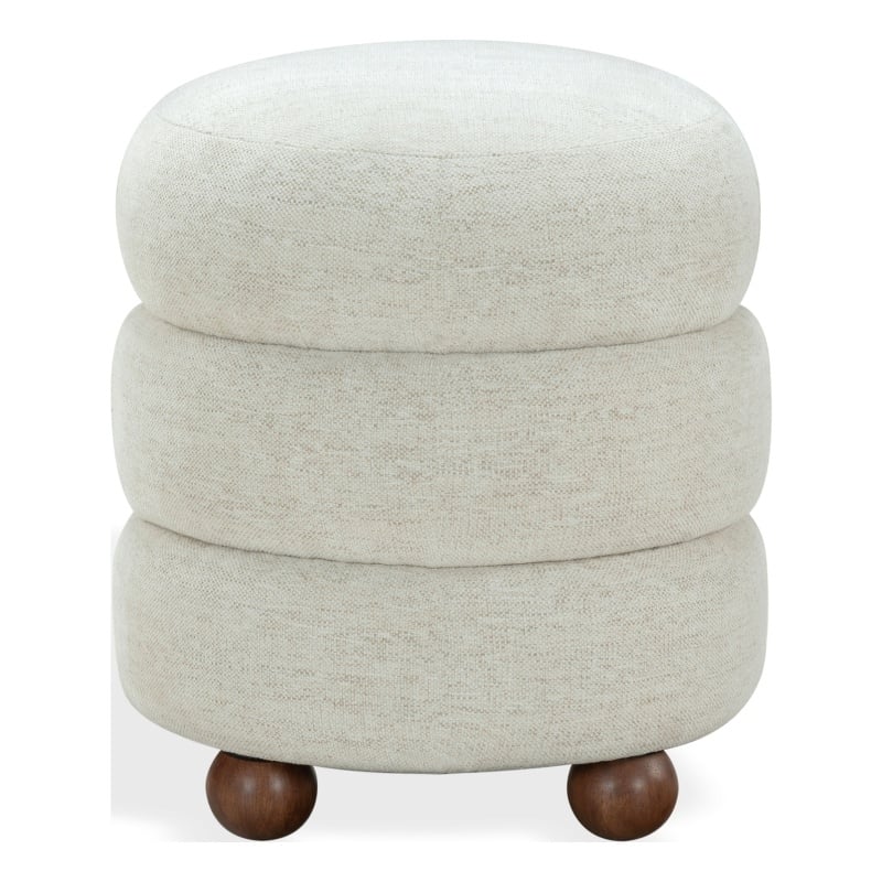 Safavieh Cecelia Round Ottoman in Taupe / Walnut