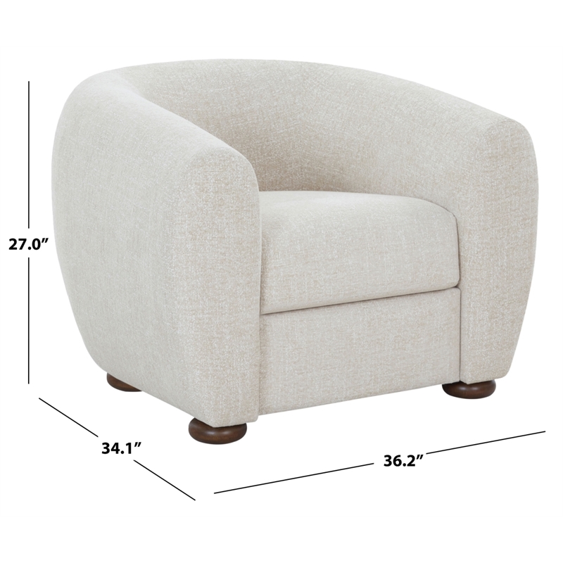 Safavieh Freddy Chenille and Wood Accent Chair in Taupe