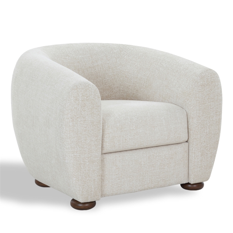 Safavieh Freddy Chenille and Wood Accent Chair in Taupe