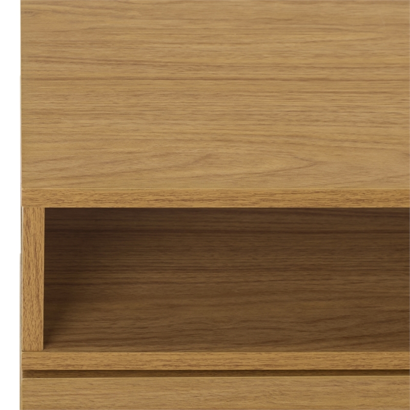 Safavieh Demora Open Shelf 2 Drawer Wood Media Stand in Oak
