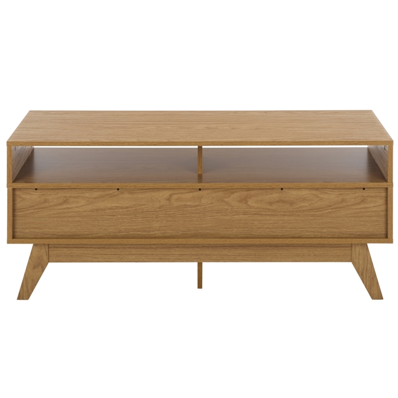 Safavieh Demora Open Shelf 2 Drawer Wood Media Stand in Oak