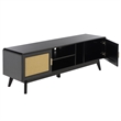 Safavieh Maddy 3 Shelf Rattan Doors Media Stand in Black