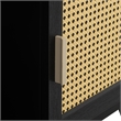 Safavieh Maddy 3 Shelf Rattan Doors Media Stand in Black