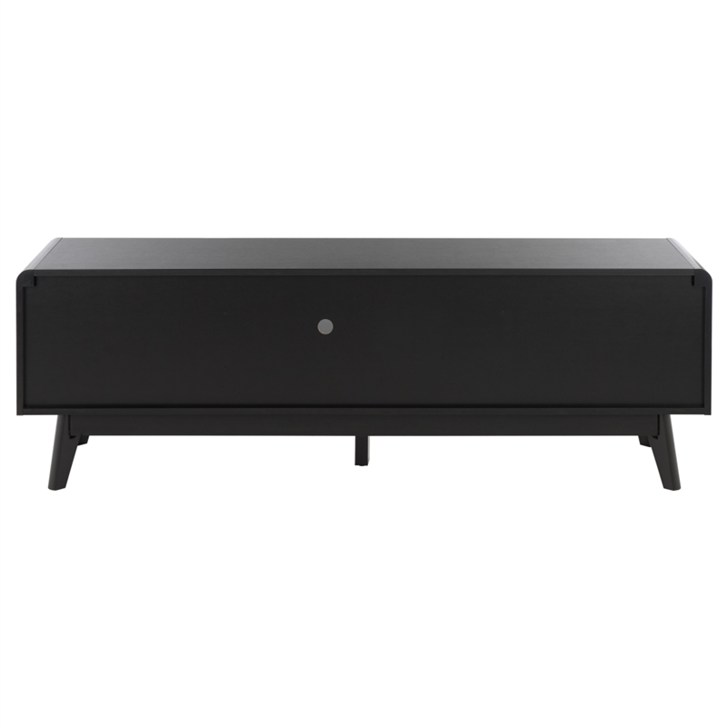 Safavieh Maddy 3 Shelf Rattan Doors Media Stand in Black