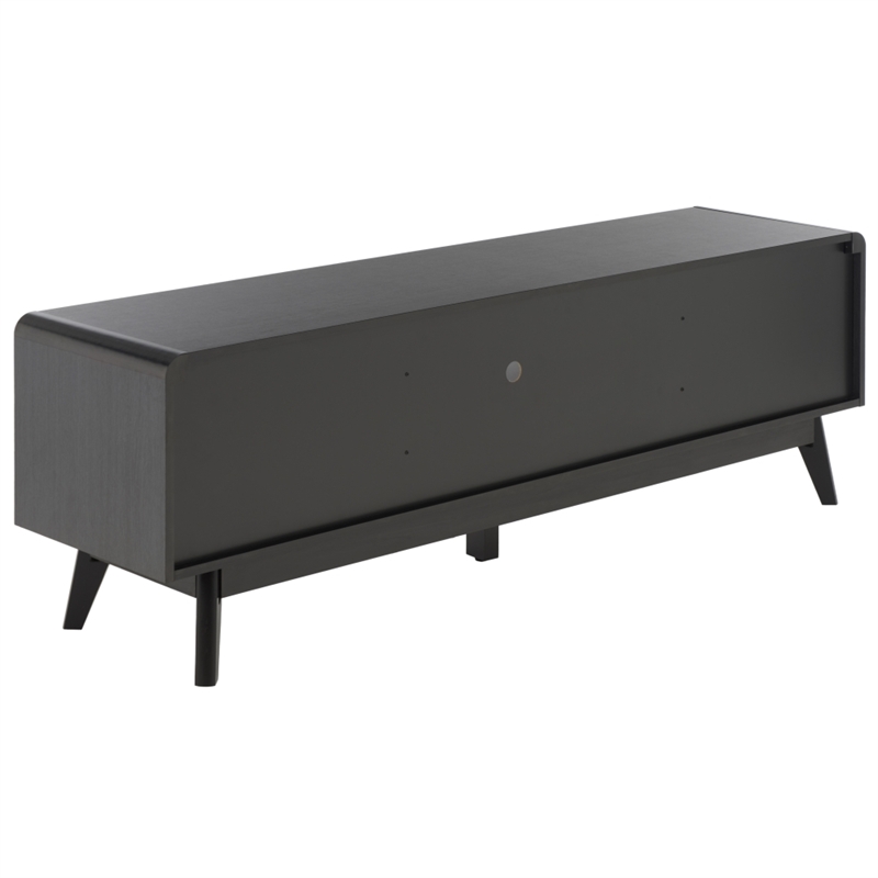 Safavieh Maddy 3 Shelf Rattan Doors Media Stand in Black