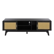 Safavieh Maddy 3 Shelf Rattan Doors Media Stand in Black