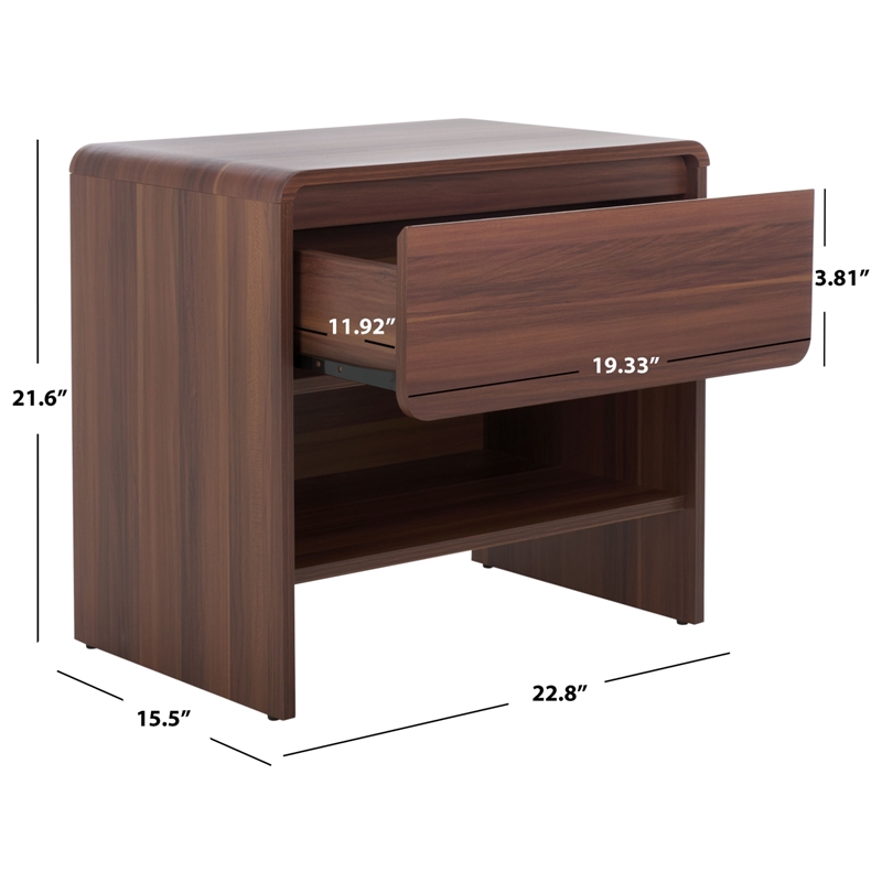 Safavieh Arsenio 1 Drawer Wood Nightstand in Walnut