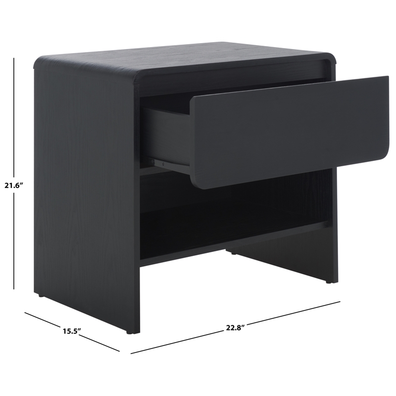 Safavieh Arsenio 1 Drawer Wood Nightstand in Black