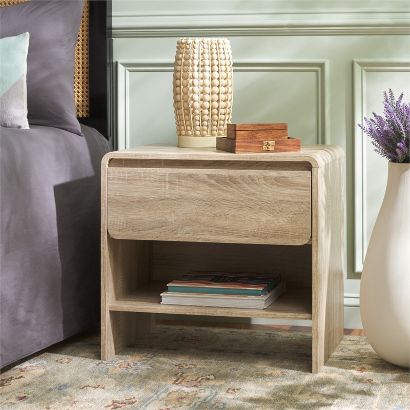 Safavieh Arsenio 1 Drawer Wood Nightstand in Cream