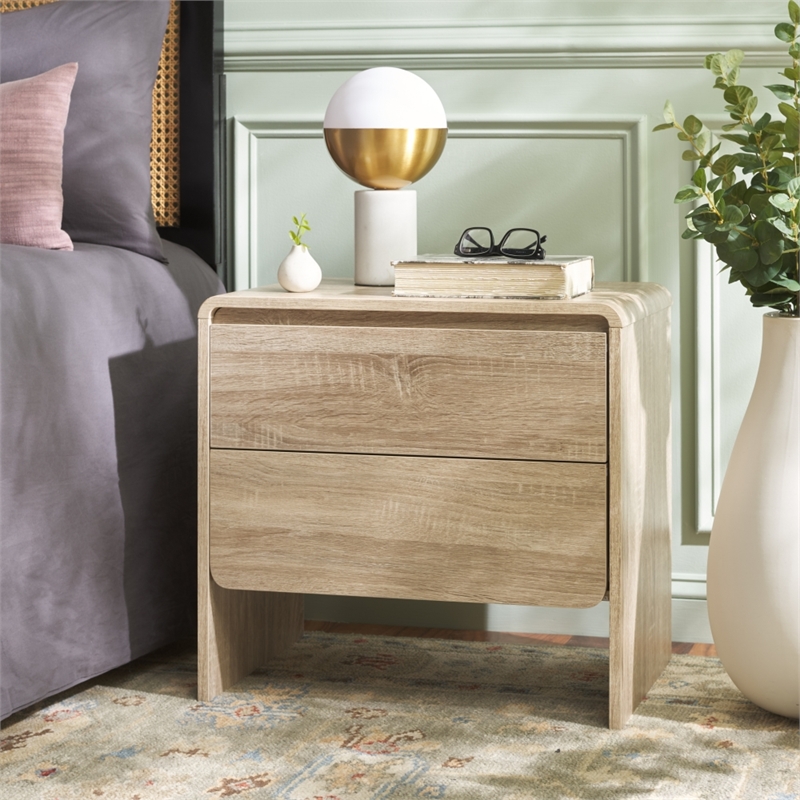 Safavieh Arsenio 2 Drawer Wood Nightstand in Cream