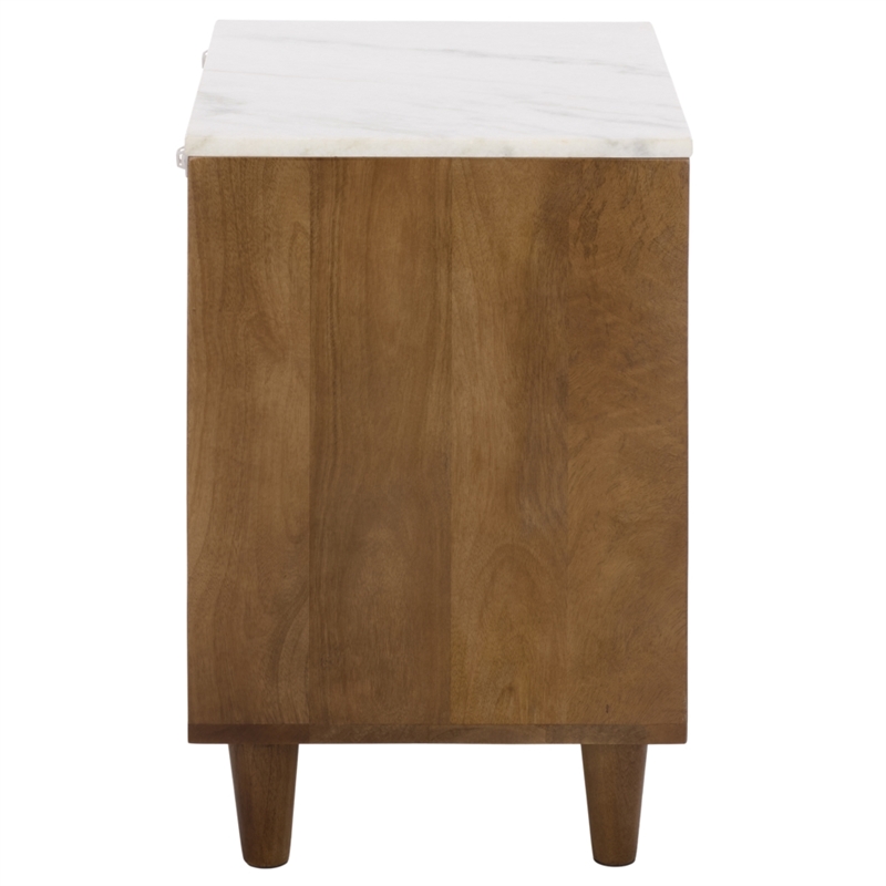 Safavieh Lyubov Marble and Wood Nightstand in White / Brown