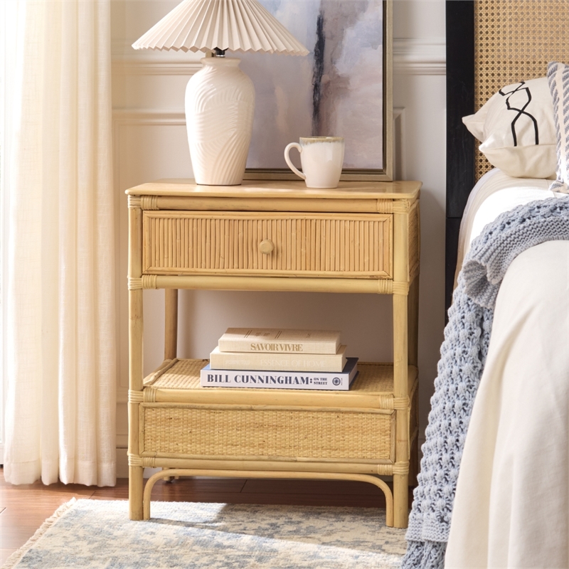 Safavieh Imari 1 Drawer 1 Shelf Wood Nightstand in Natural