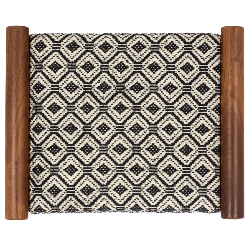 Safavieh Elmar Wood Ottoman in Navy / White / Natural