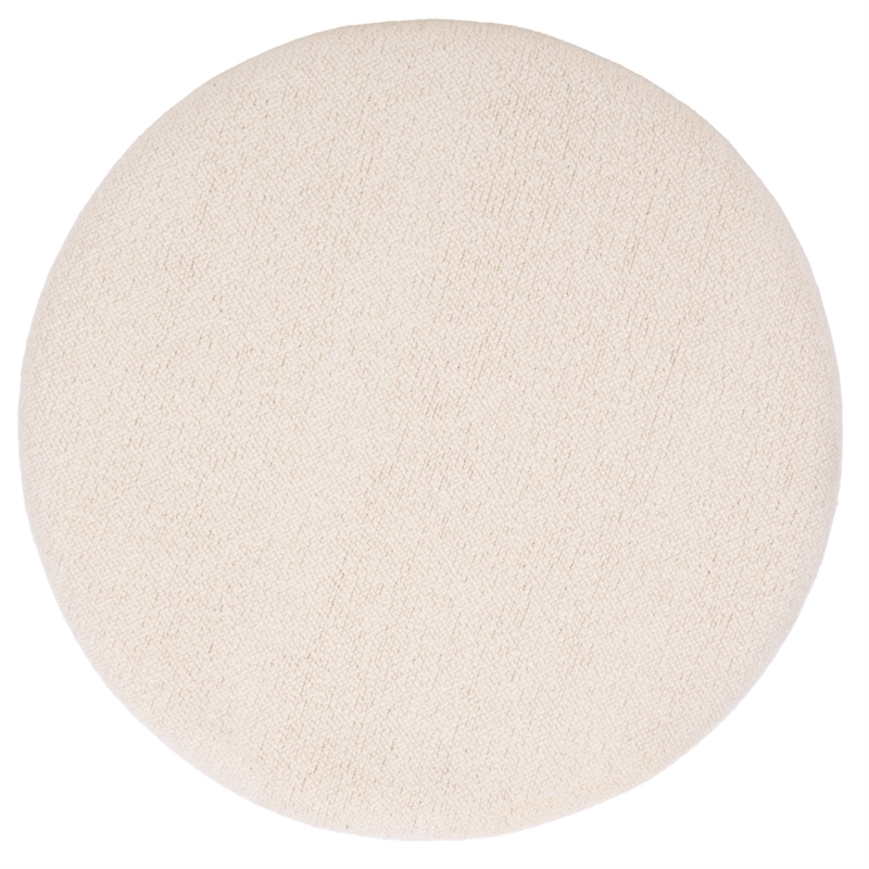 Safavieh Evgenia Round Wood Ottoman in White / Walnut