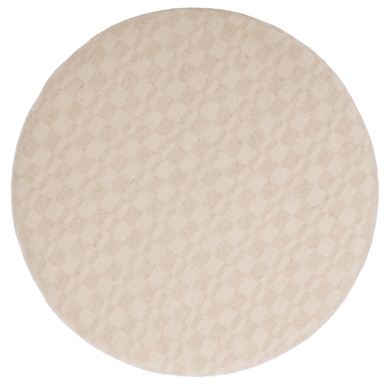Safavieh Evgenia Round Wood Ottoman in Cream / Walnut