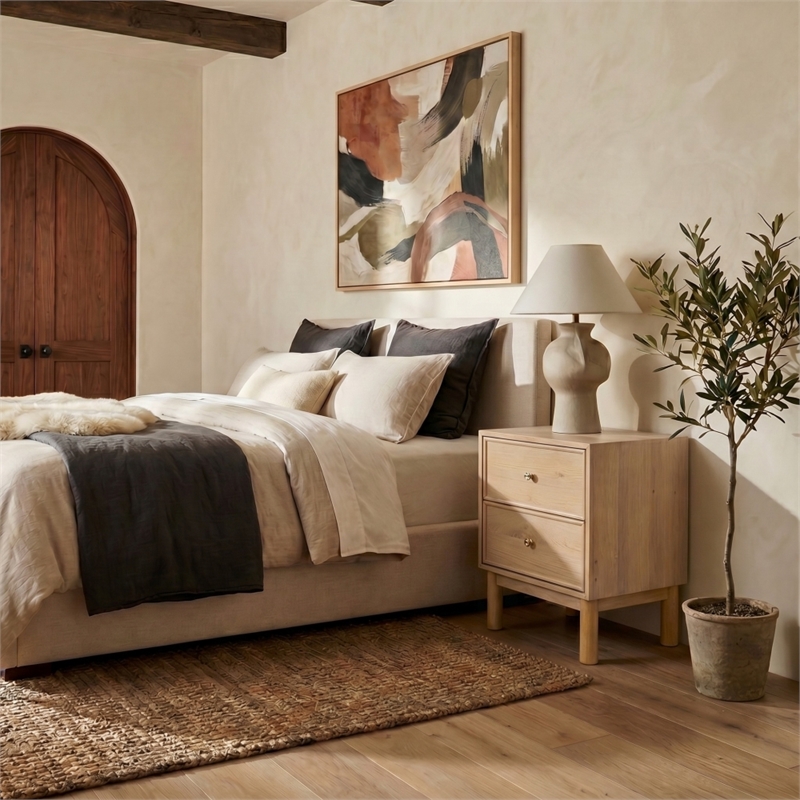 Safavieh Orion 2 Drawer Wood Nightstand in Brown / Oak