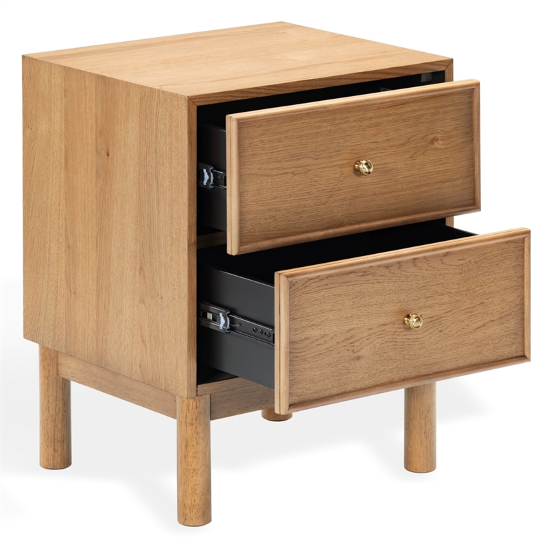 Safavieh Orion 2 Drawer Wood Nightstand in Brown / Oak