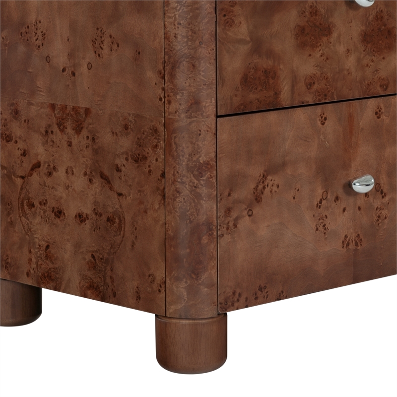 Safavieh Josephina Burl Wood Nightstand in Dark Walnut