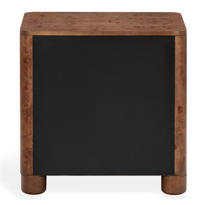 Safavieh Josephina Burl Wood Nightstand in Dark Walnut