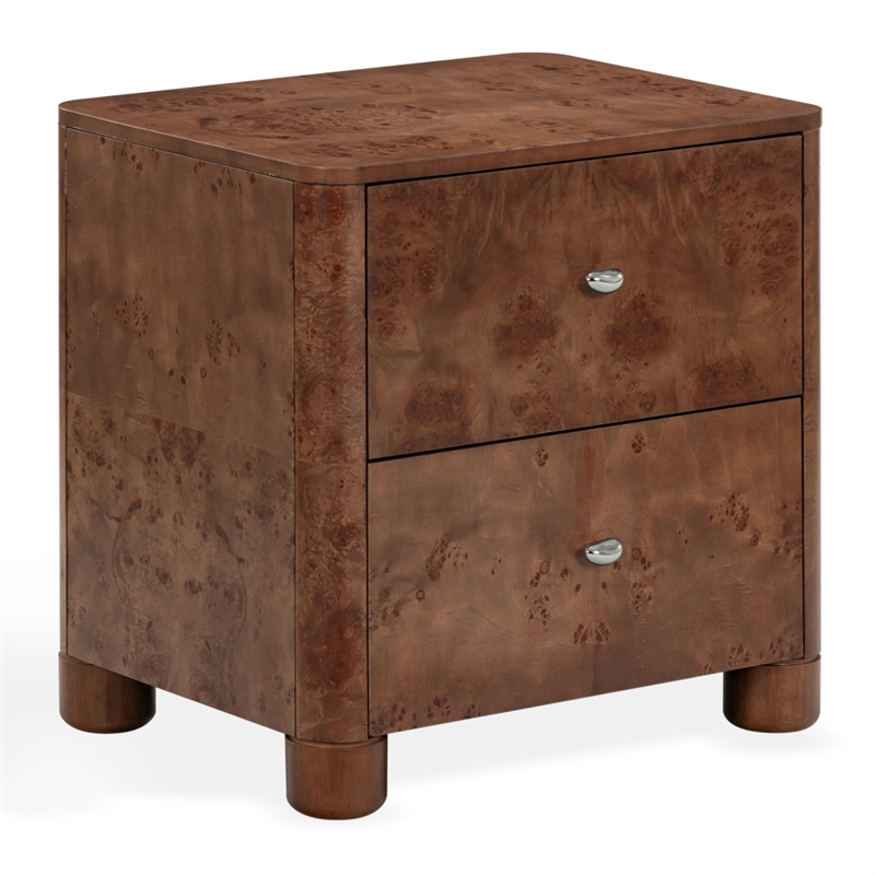 Safavieh Josephina Burl Wood Nightstand in Dark Walnut