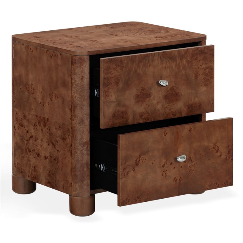 Safavieh Josephina Burl Wood Nightstand in Dark Walnut