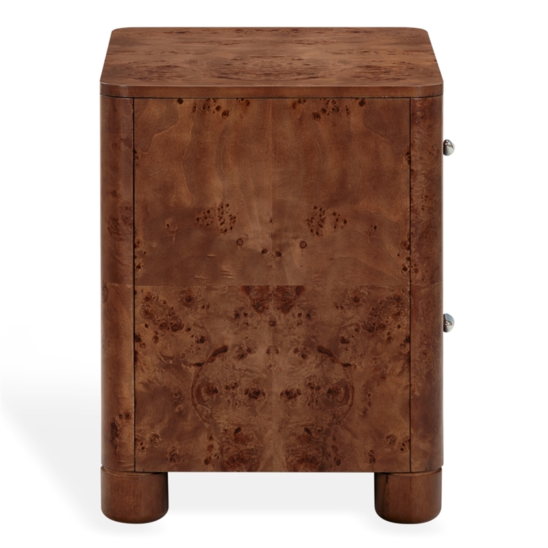 Safavieh Josephina Burl Wood Nightstand in Dark Walnut