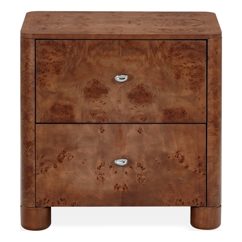 Safavieh Josephina Burl Wood Nightstand in Dark Walnut