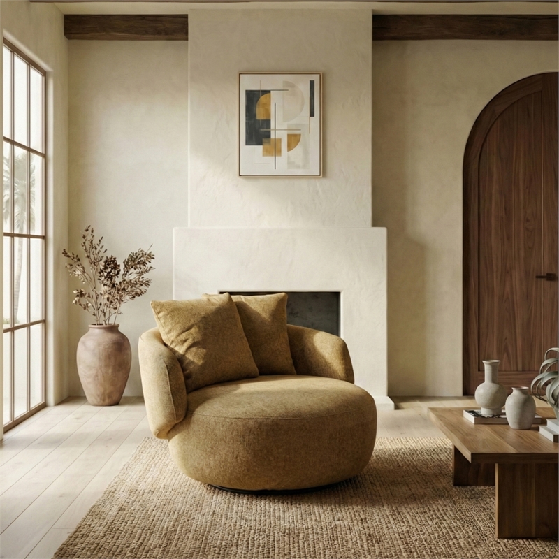 Safavieh Karolie Wood Swivel Chair in Light Brown
