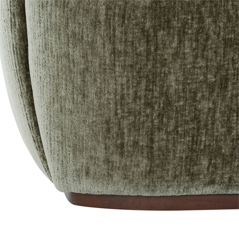 Safavieh Elizandra Chenille and Wood Swivel Chair in Olive