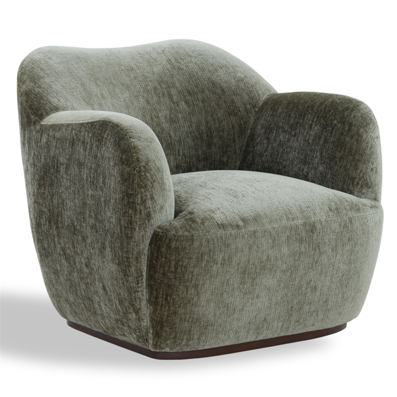 Safavieh Elizandra Chenille and Wood Swivel Chair in Olive