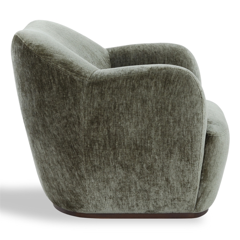 Safavieh Elizandra Chenille and Wood Swivel Chair in Olive
