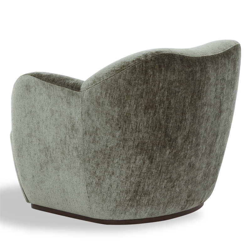 Safavieh Elizandra Chenille and Wood Swivel Chair in Olive