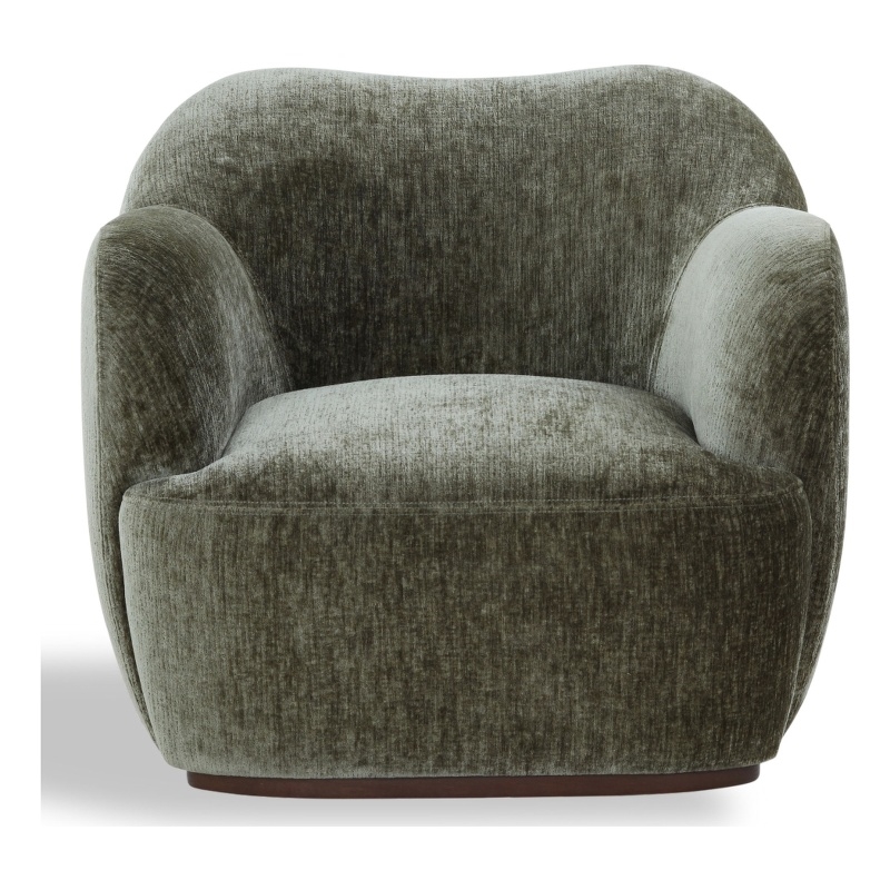 Safavieh Elizandra Chenille and Wood Swivel Chair in Olive