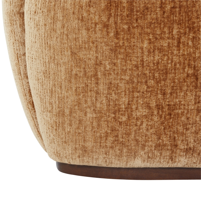 Safavieh Elizandra Chenille and Wood Swivel Chair in Amber