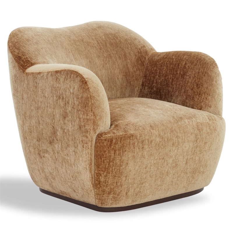 Safavieh Elizandra Chenille and Wood Swivel Chair in Amber