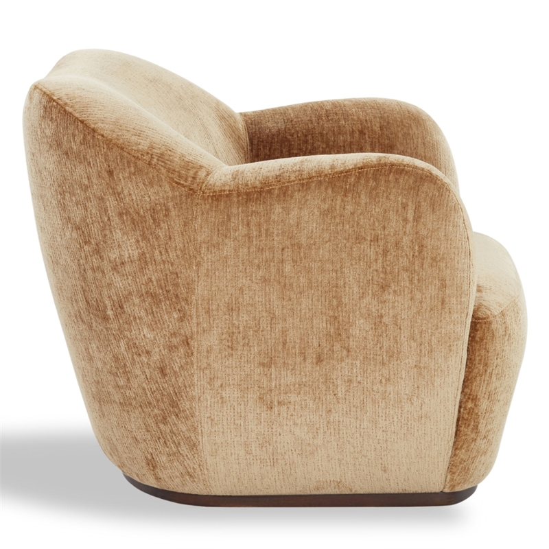 Safavieh Elizandra Chenille and Wood Swivel Chair in Amber