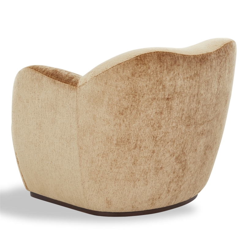 Safavieh Elizandra Chenille and Wood Swivel Chair in Amber