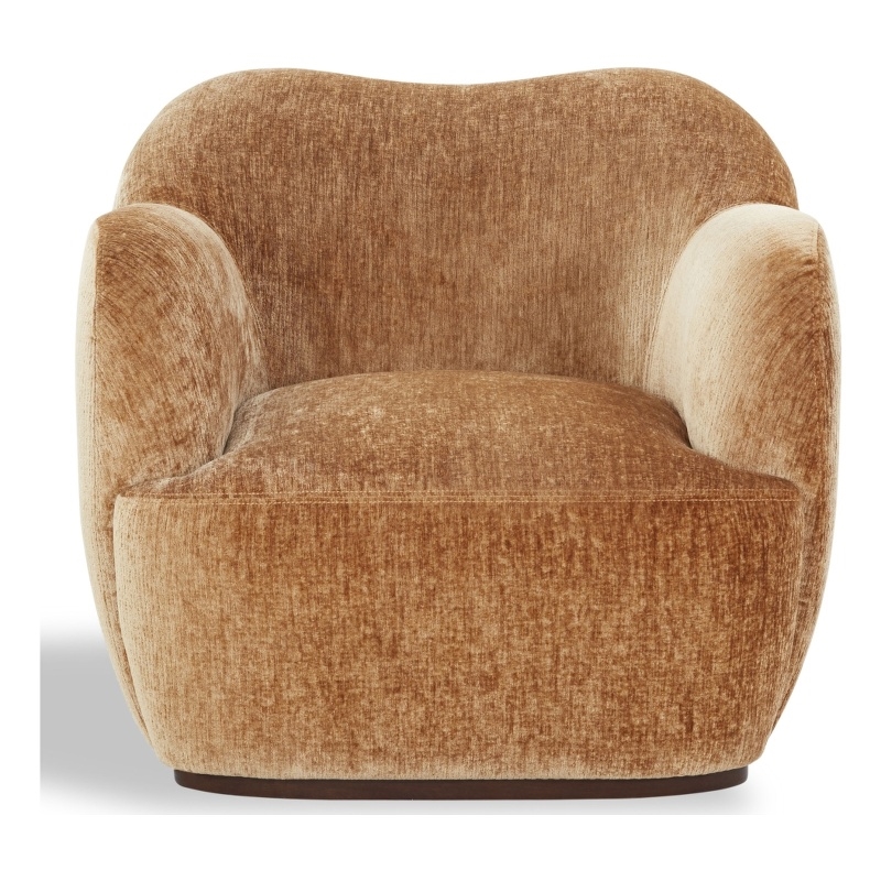 Safavieh Elizandra Chenille and Wood Swivel Chair in Amber