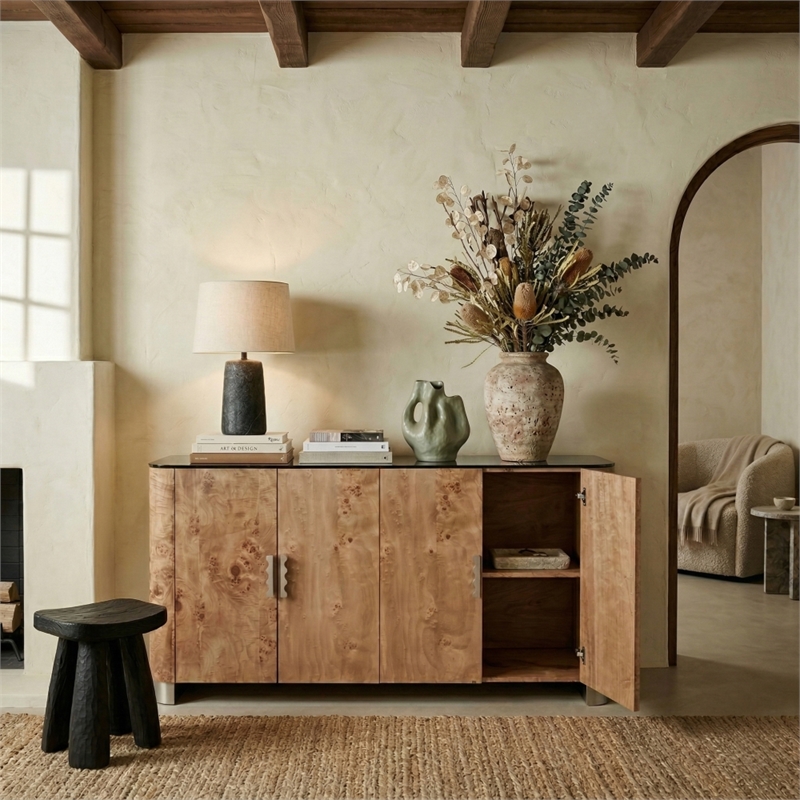 Safavieh Celestanno Burl Sideboard in Brown / Silver