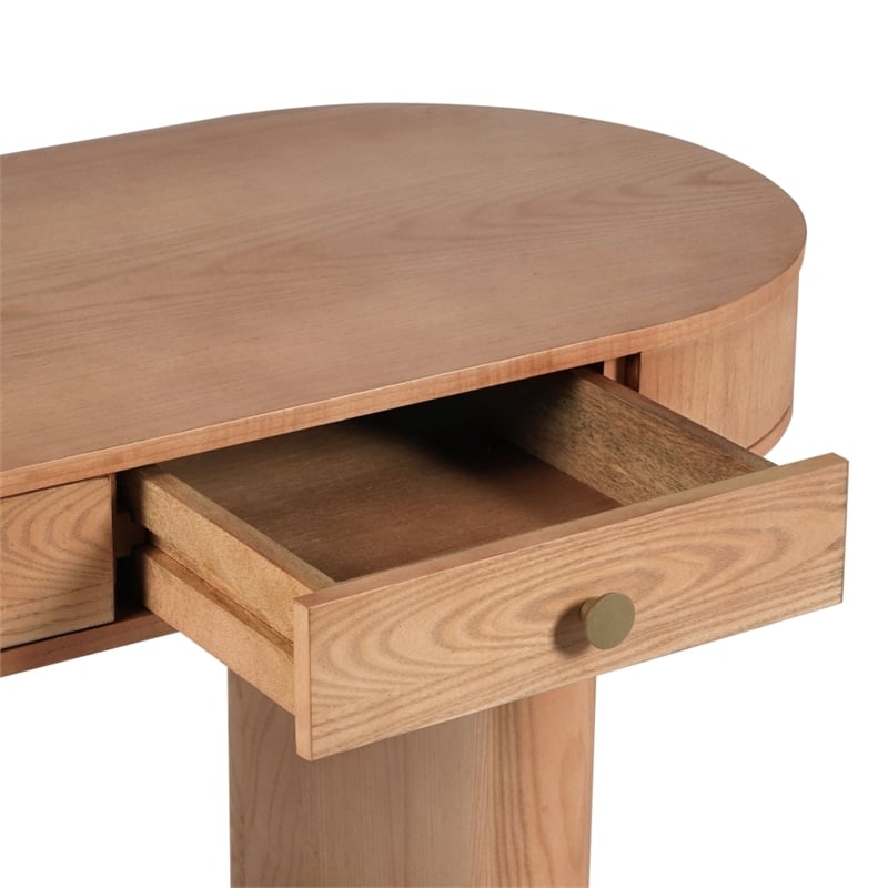 Safavieh Gialana 2 Drawer Oval Wood Desk in Natural