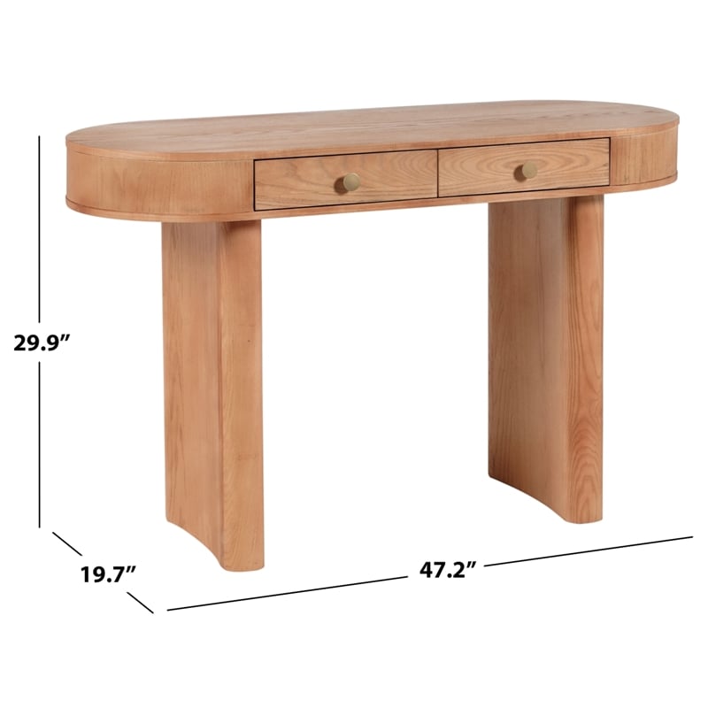 Safavieh Gialana 2 Drawer Oval Wood Desk in Natural