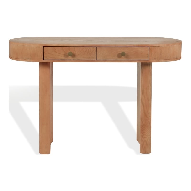 Safavieh Gialana 2 Drawer Oval Wood Desk in Natural