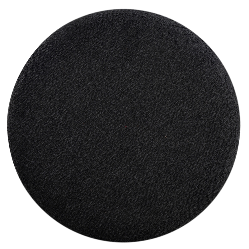 Safavieh Becka Round Boucle Storage Ottoma in Black / Natural