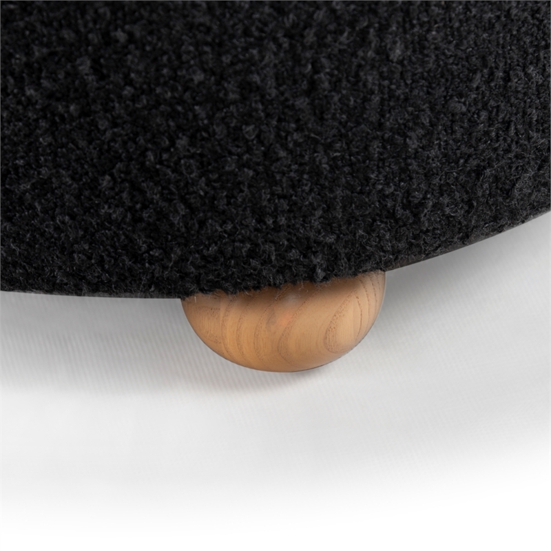 Safavieh Becka Round Boucle Storage Ottoma in Black / Natural