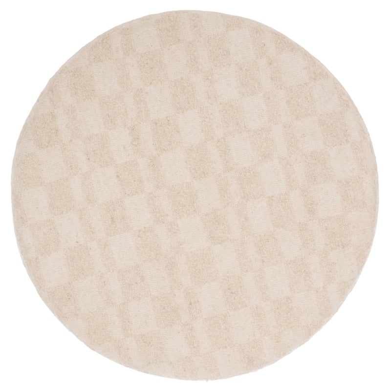Safavieh Bronislava Round Wood Pouf in Cream / Walnut