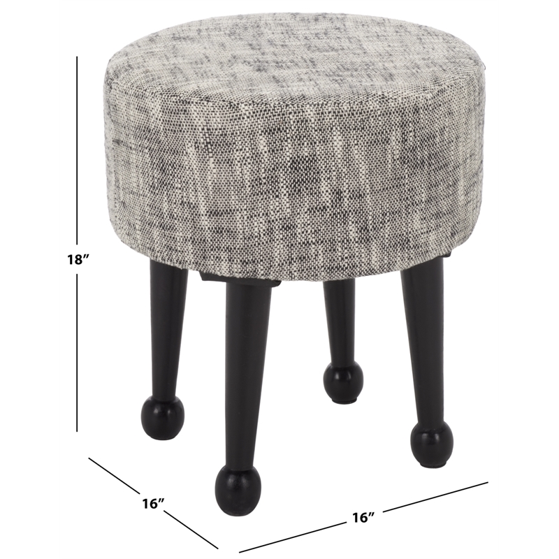 Safavieh Esfir Round Wood Pouf in Navy / Black