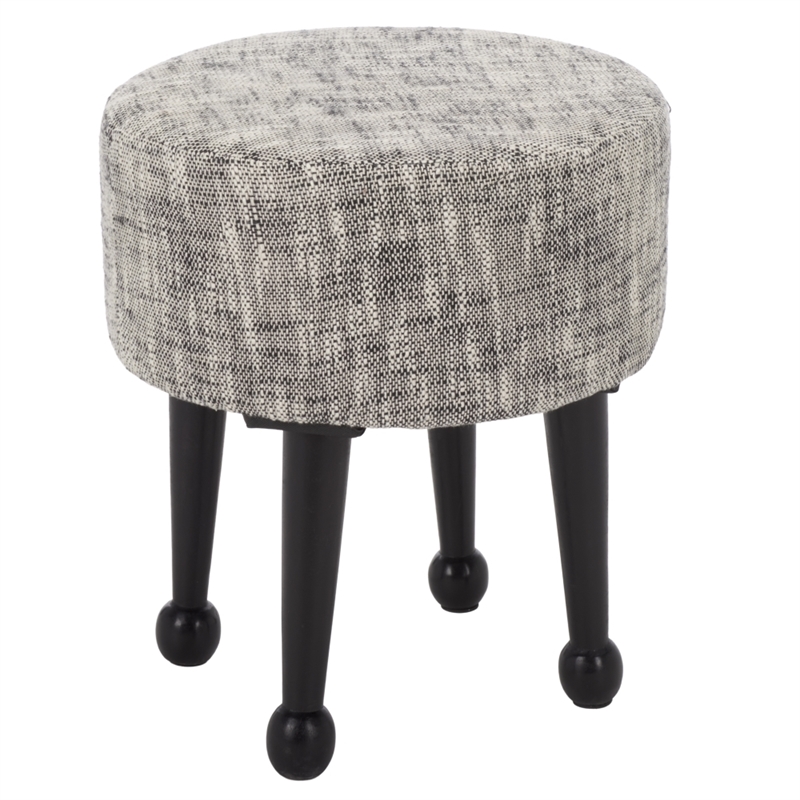 Safavieh Esfir Round Wood Pouf in Navy / Black